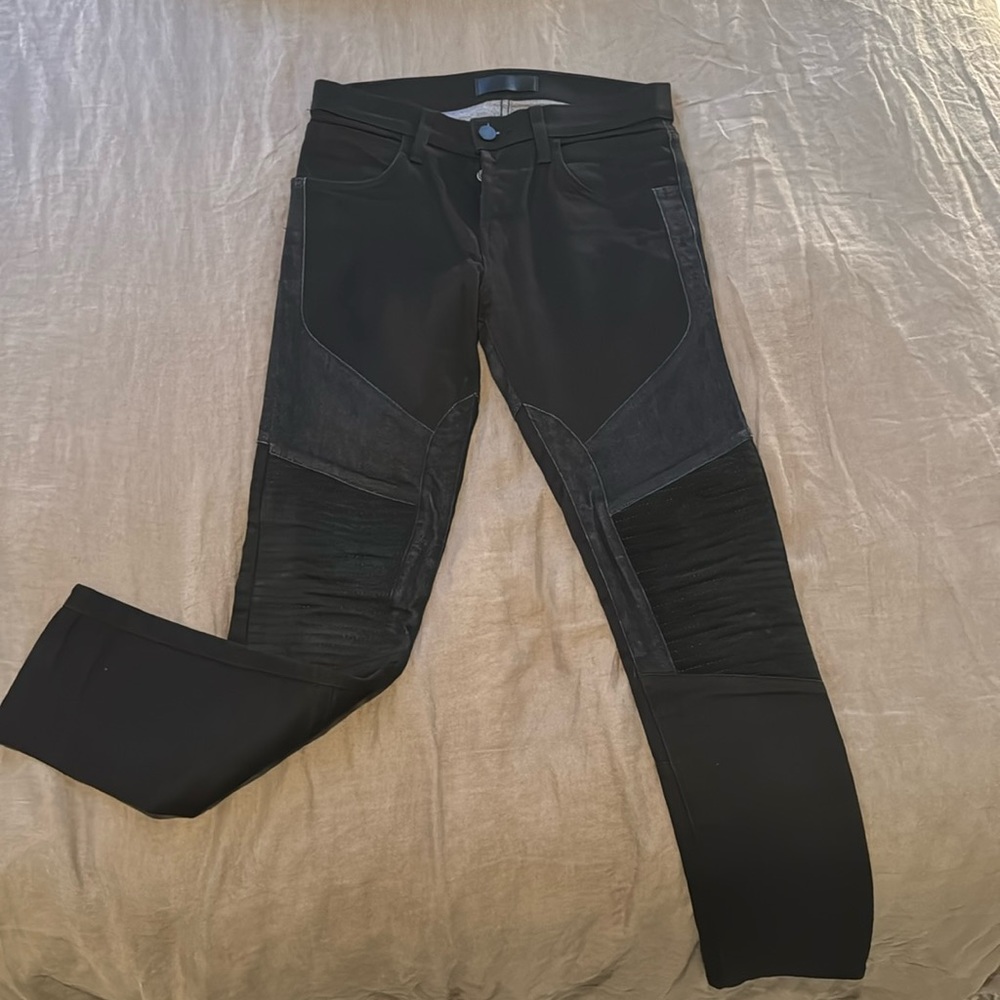 J Brand Mens Bearden Moto Jeans Slim Raw Black
